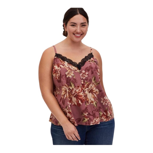 Torrid Chablis Lace Trim Cami Camisole W/ Black Lace V Neck Women’s 12 - Picture 3 of 14